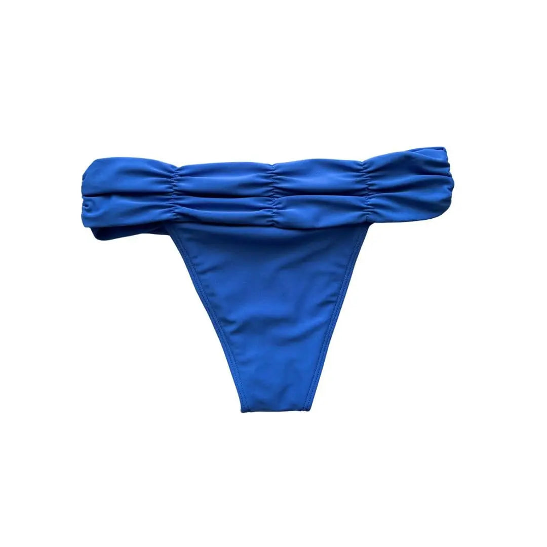 Carol Pleated Bikini Bottom - Cobalt Blue Benatti Beachwear