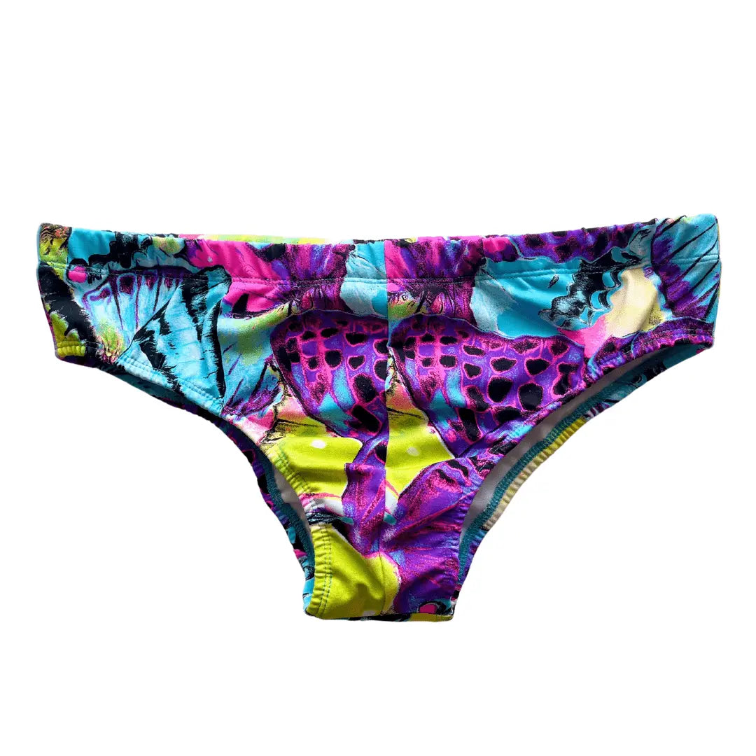Blue Tropical Low-Rise Sunga Swim Briefs Benatti Beachwear