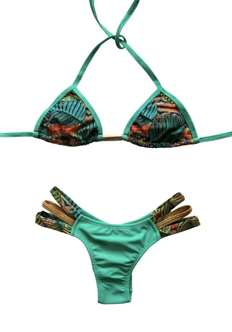 Green Tribal Leaf Bikini SET - SALE