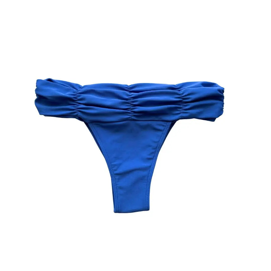 Carol Pleated Bikini Bottom - Cobalt Blue Benatti Beachwear