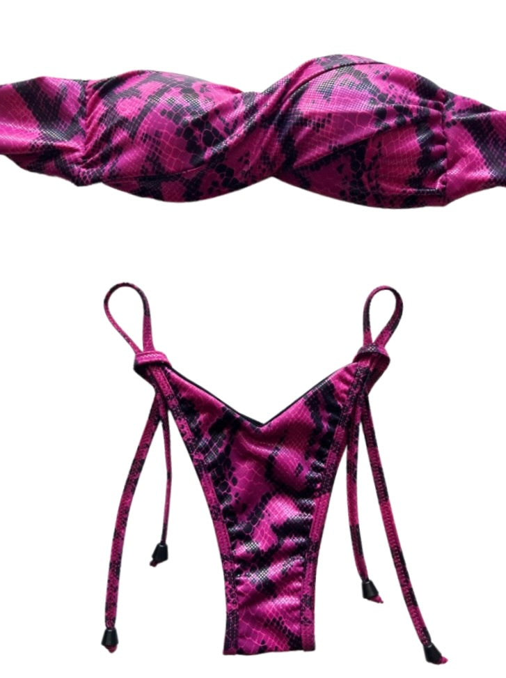 Anya Top & Vero Bottom Bikini SET - Pink Viper