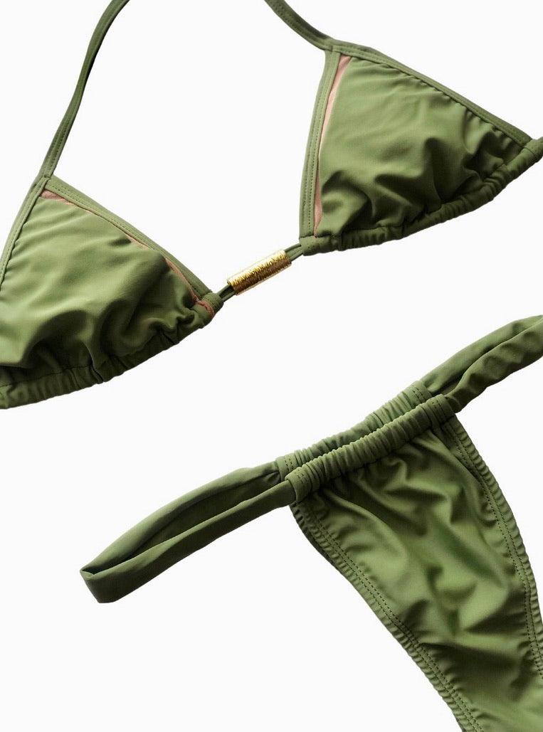 Alice Triangle Bikini Top with Mesh - Solid Colors